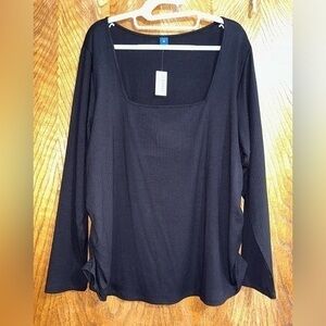 Old Navy 3X fitted ribbed square neck long sleeve tee NWT